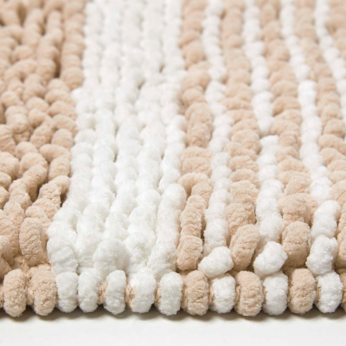 BADEMATTE Chenille grau-weiß 50/80 cm, 100% Baumwolle - Beige, Textil (50/80cm) - Homescapes