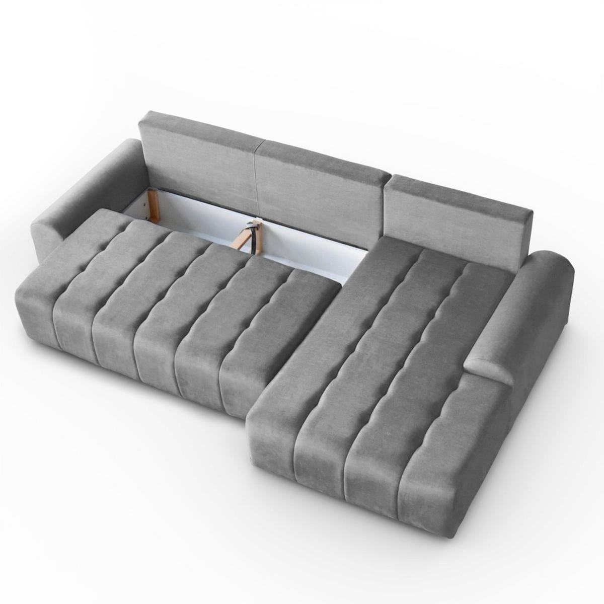 ECKSCHLAFSOFA Costa L Dunkelgrau rechts - Dunkelgrau/Schwarz, Kunststoff/Textil (290/169cm) - Beautysofa