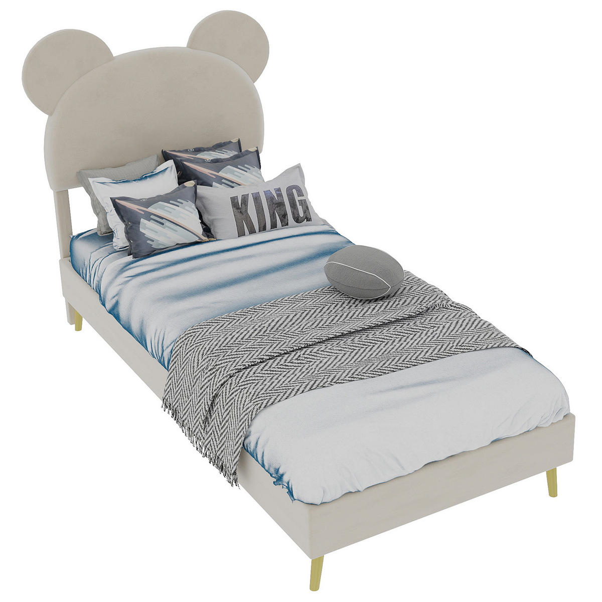 POLSTERBETT 90x200 cm Cartoon ohne Stauraum beige - Beige, Textil (90/200cm) - LEBENLANG