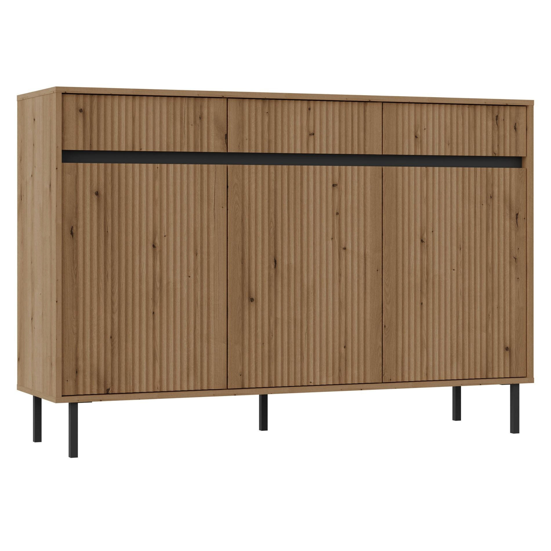 SIDEBOARD Osaka Eichenholzoptik Evoke 149 cm - Eichefarben/Schwarz, Holzwerkstoff/Metall (148.6/100/40cm) - Selsey