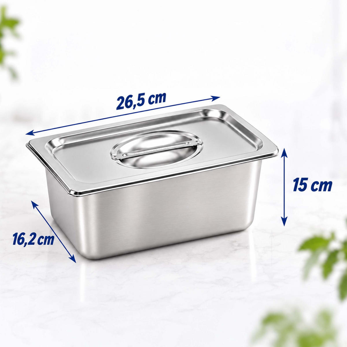 GASTROBEHÅLLARE Silver 3-pack rostfritt stål GN 1/4 med lock - Silverfärgad, Metall - Relaxdays