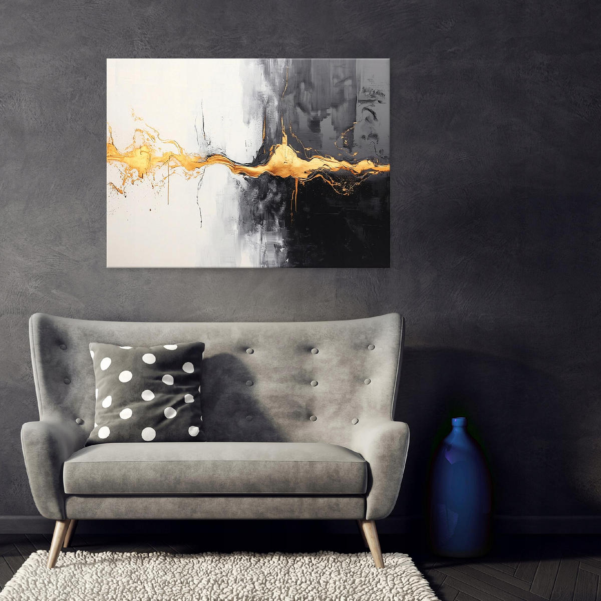 LEINWANDBILD Abstrakt Gold Schwarz 120x80 - Multicolor, Holzwerkstoff (120/80cm) - Wallarena