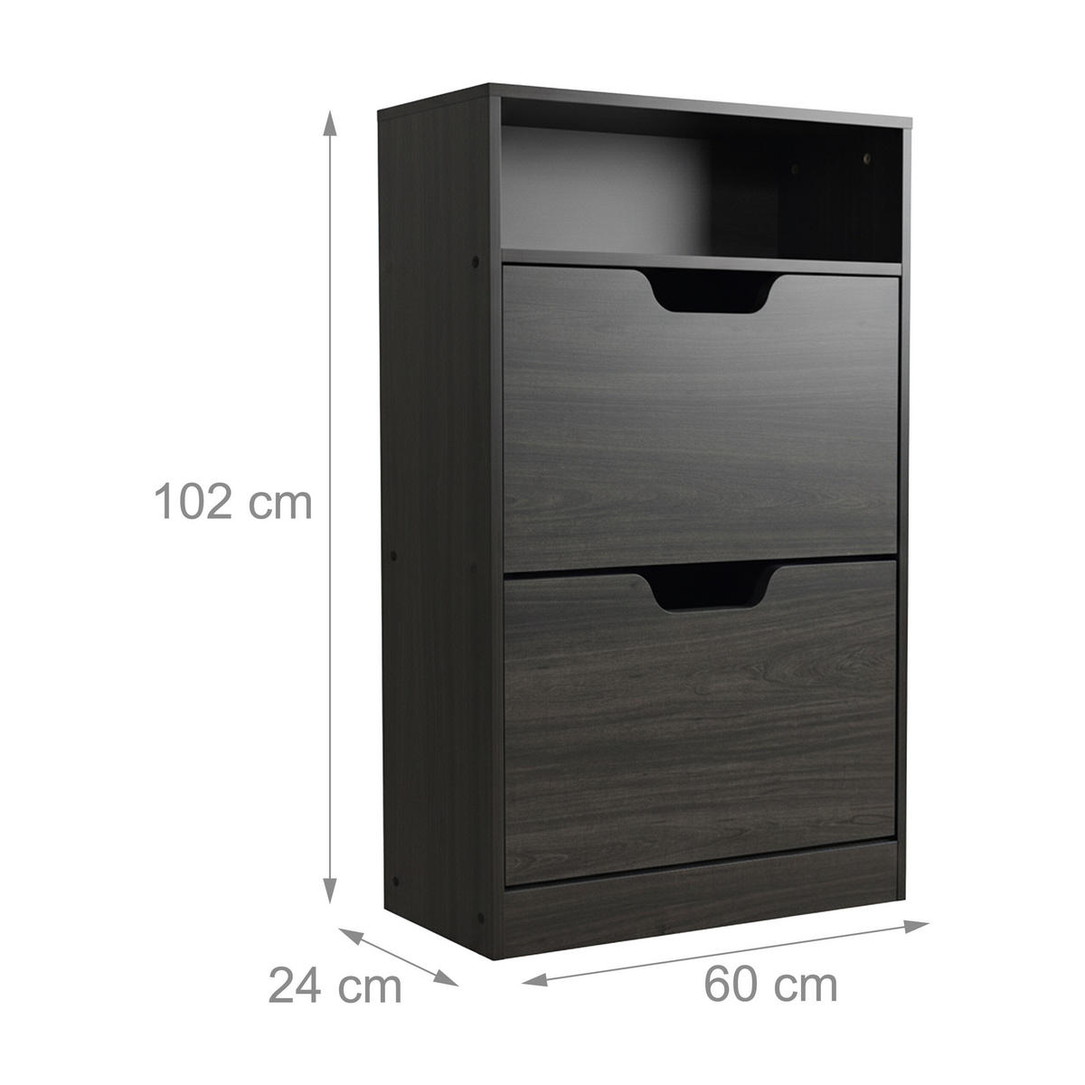 SCHUHSCHRANK - Grau, Holzwerkstoff/Kunststoff (60/102/24cm) - Relaxdays