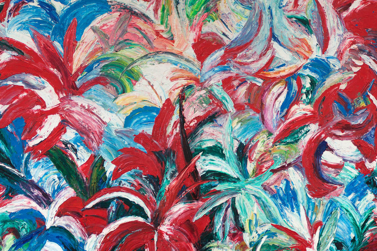 XXL ÖLGEMÄLDE Blau 200/100 cm - Blau/Rot, Textil (200/100cm) - KUNSTLOFT