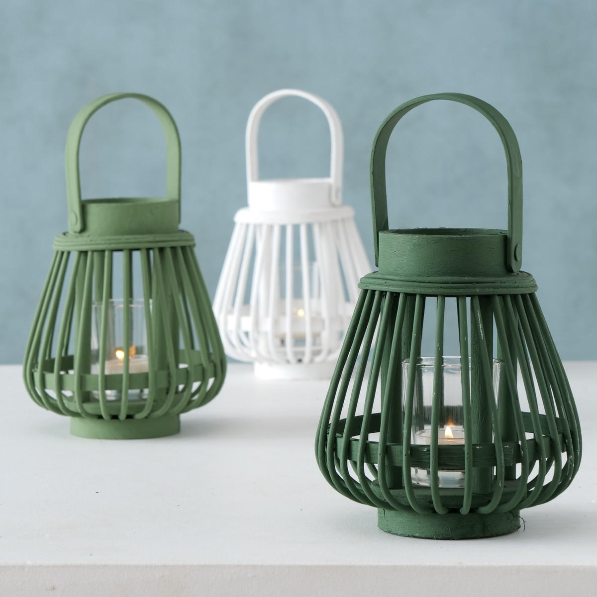 LATERNE Bambus Ilvie 14/14/16 cm - Grün, Naturmaterialien (14/16/14cm) - Boltze Home