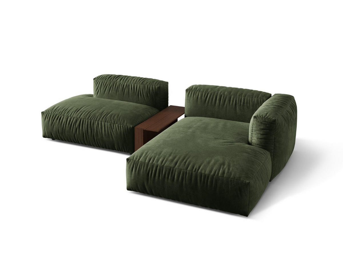 ECKSOFA modular rechts Martina aus Samt grün 2 Sitzplätze - Grün, Textil (176/285cm) - Micadoni