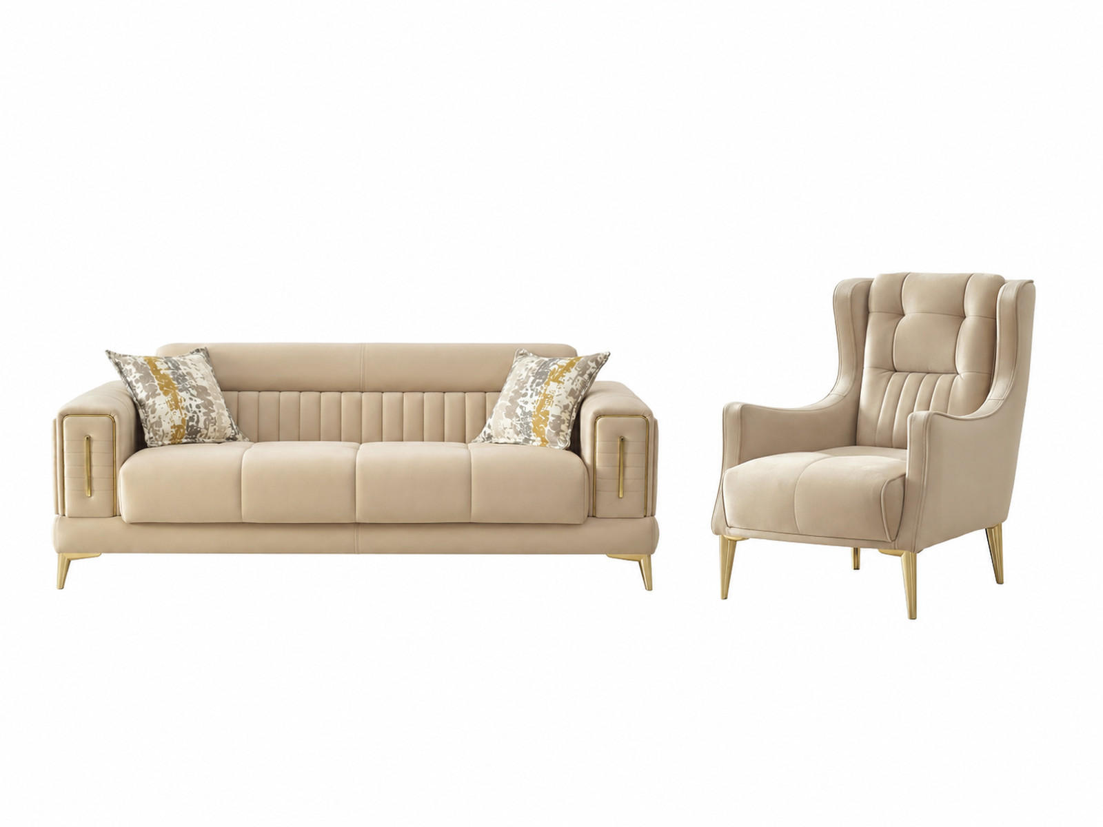 XXXLutz Sitzgarnitur Beige 180x80x95 cm