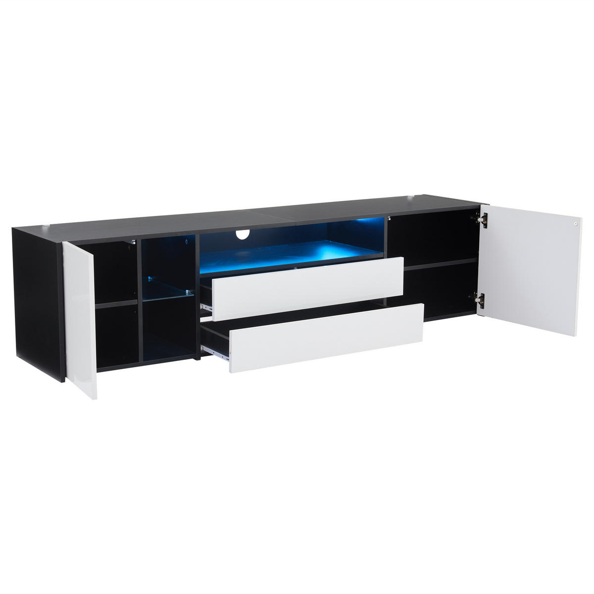 TV-ELEMENT180X40X45CM TV-Standschrank mit LED-App-Steuerung für 75-Zoll-Fernseher - Weiß, Holz (52.76/21.51/59.16cm) - Raelunyi