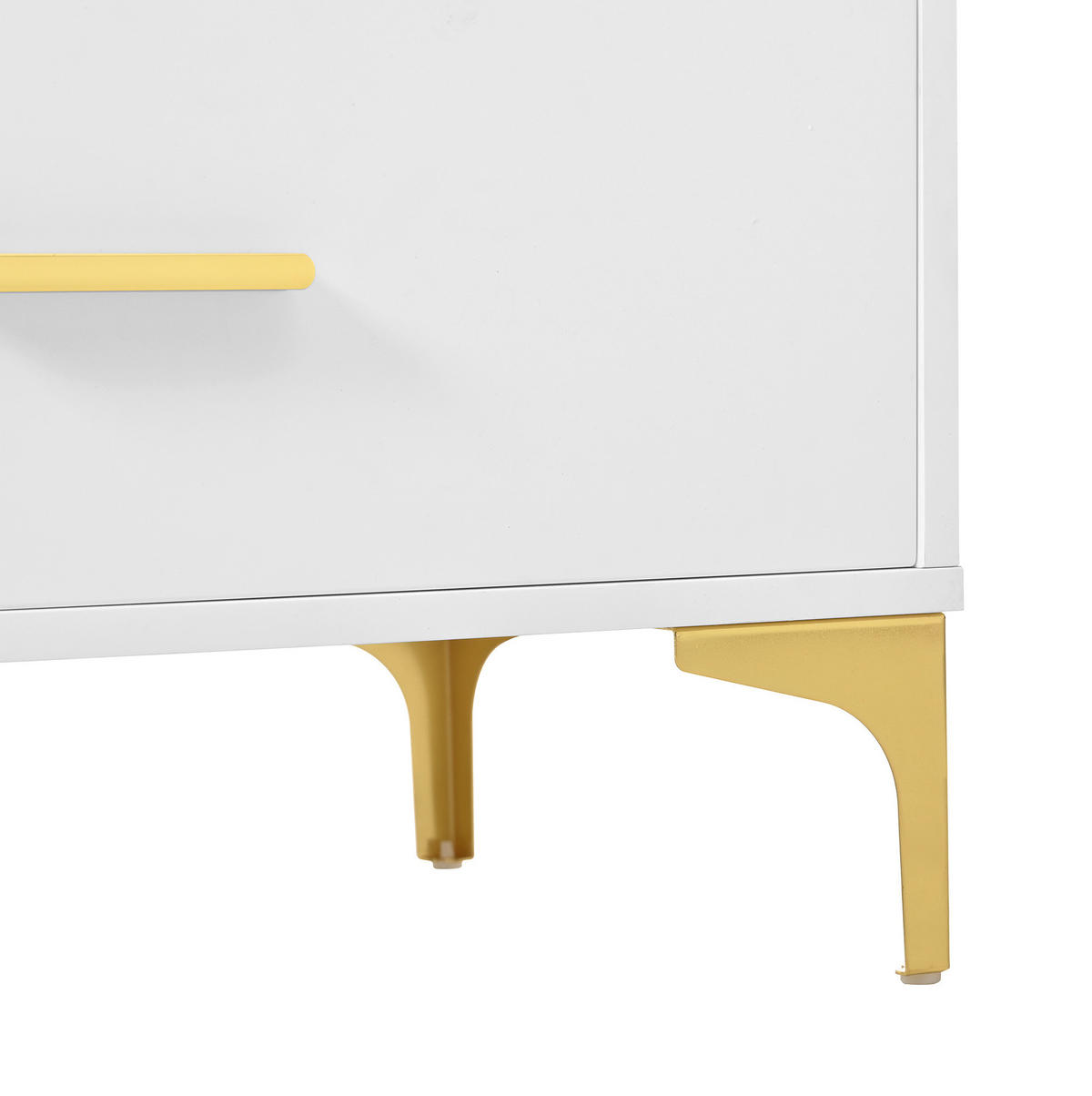 SIDEBOARD in Weiß Kommode mit 6 Schubladen, mit viel Stauraum, für Wohnzimmer & Schlafzimmer, B120/T40/H76cm - Goldfarben/Weiß, Holzwerkstoff/Metall (120/76/40cm) - STILVORA