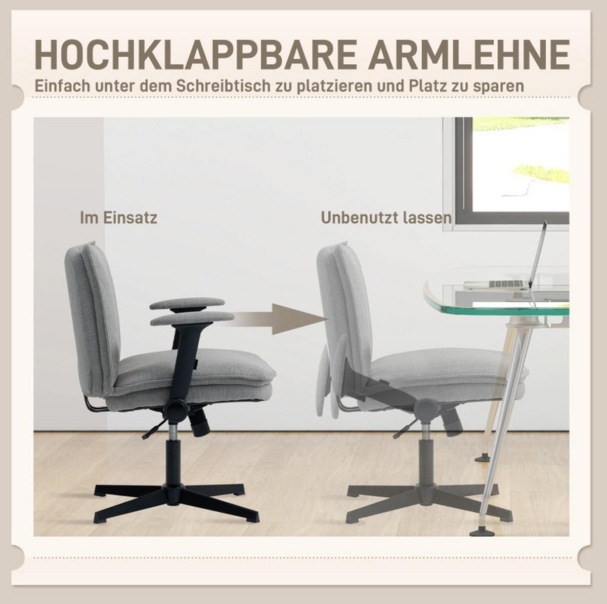 DREHSTUHL 70/76/85-97 cm grau aus Polyester mit Klapparmlehnen - Grau, Kunststoff (70/97/76cm) - OKWISH
