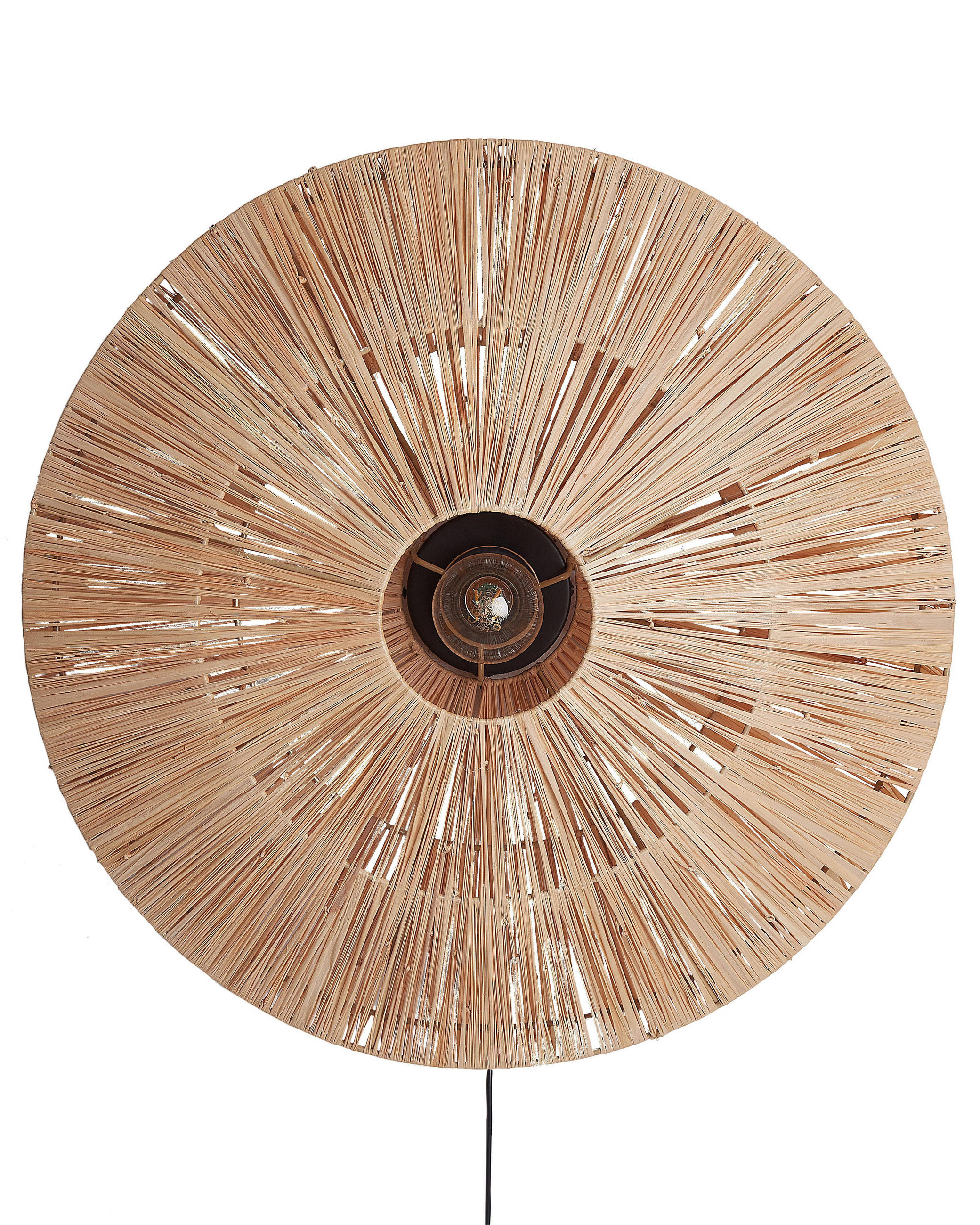 WANDLAMPE Naturfarben/Schwarz Lumut - Schwarz/Naturfarben, Naturmaterialen (48/48/20cm) - Beliani