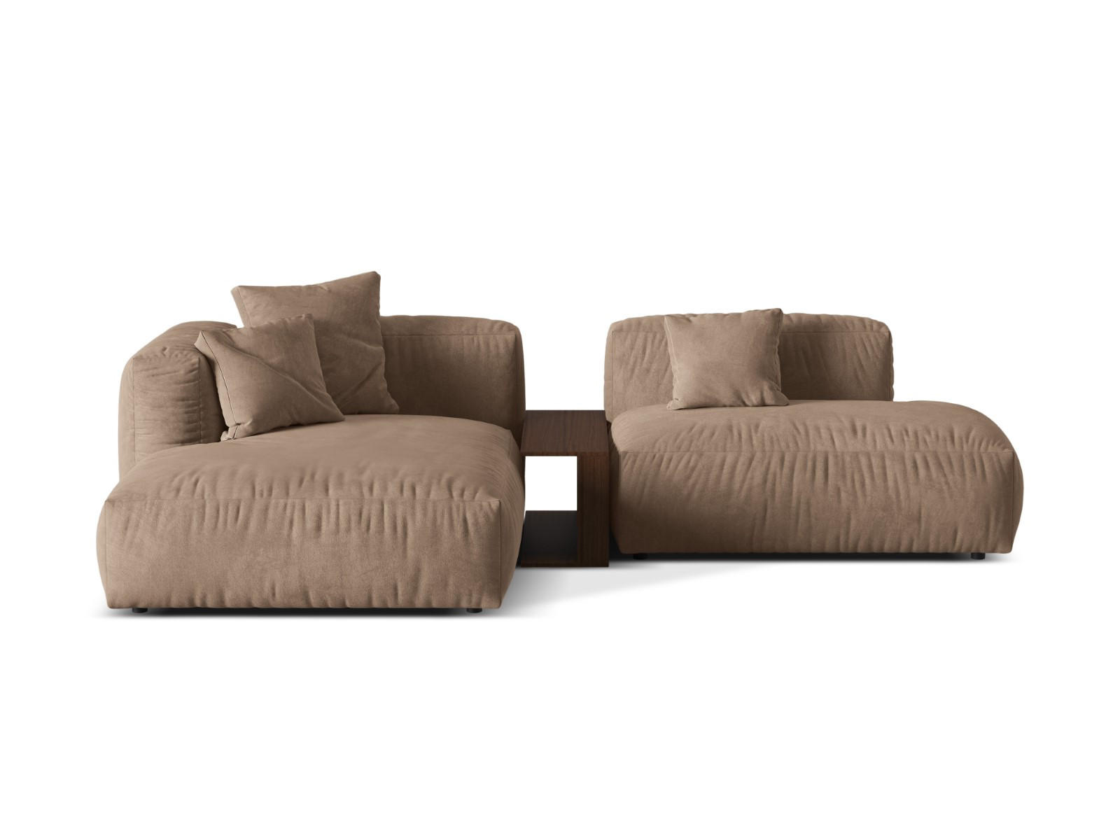 ECKSOFA modular links Martina aus Samt dunkelbeige 2 Sitzplätze - Mokka, Textil (176/285cm) - Micadoni