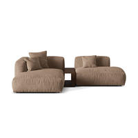 ECKSOFA modular links Martina aus Samt dunkelbeige 2 Sitzplätze - Mokka, Textil (176/285cm) - Micadoni