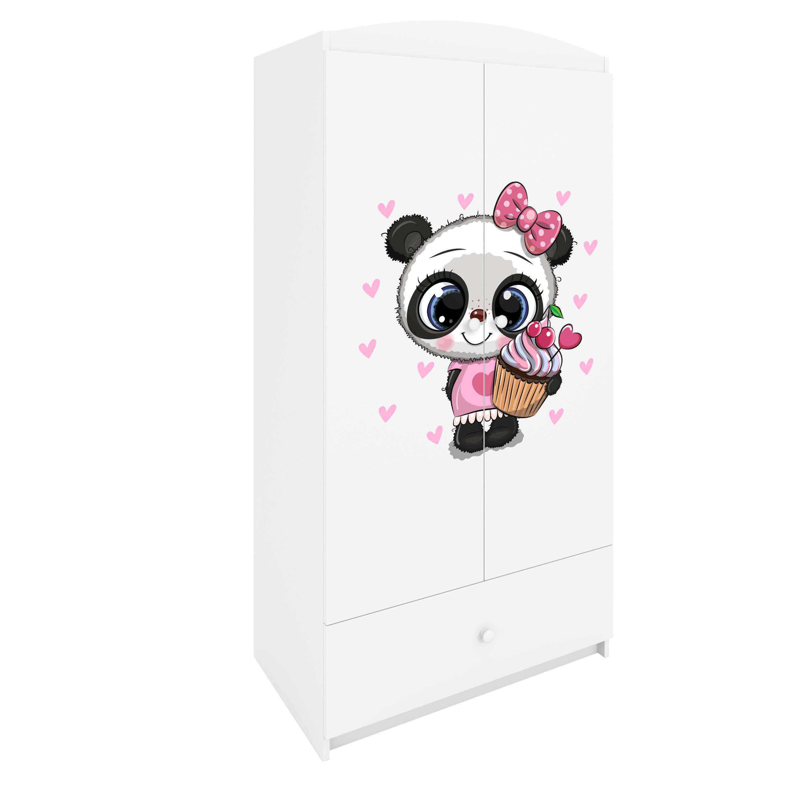 KINDERKLEIDERSCHRANK Panda - Weiß, Holzwerkstoff (90/175/52cm) - RAUMHIRSCH FURNITURE