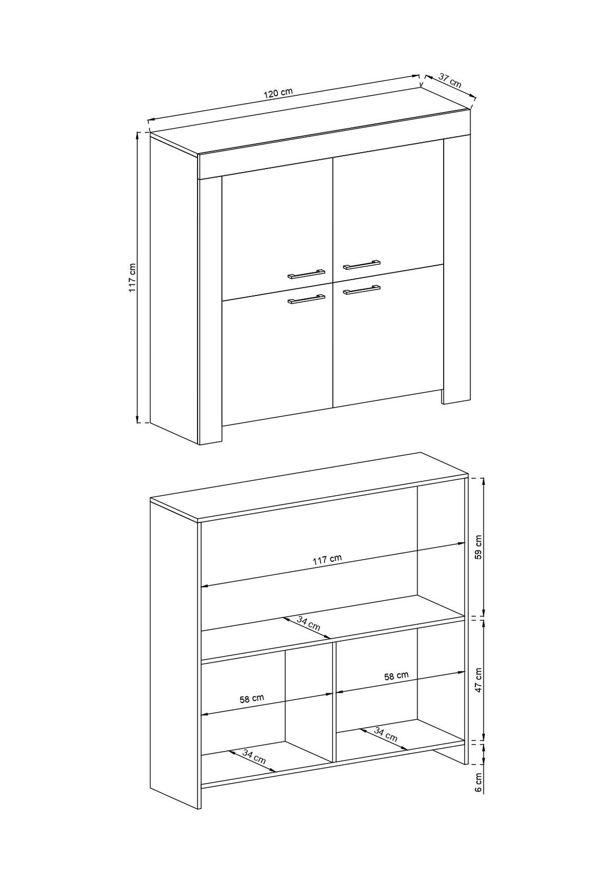 KOMMODE – SK120 – 120 cm – Sky – Eichefarben - Eichefarben, Holzwerkstoff (120/117/37cm) - hi-markt