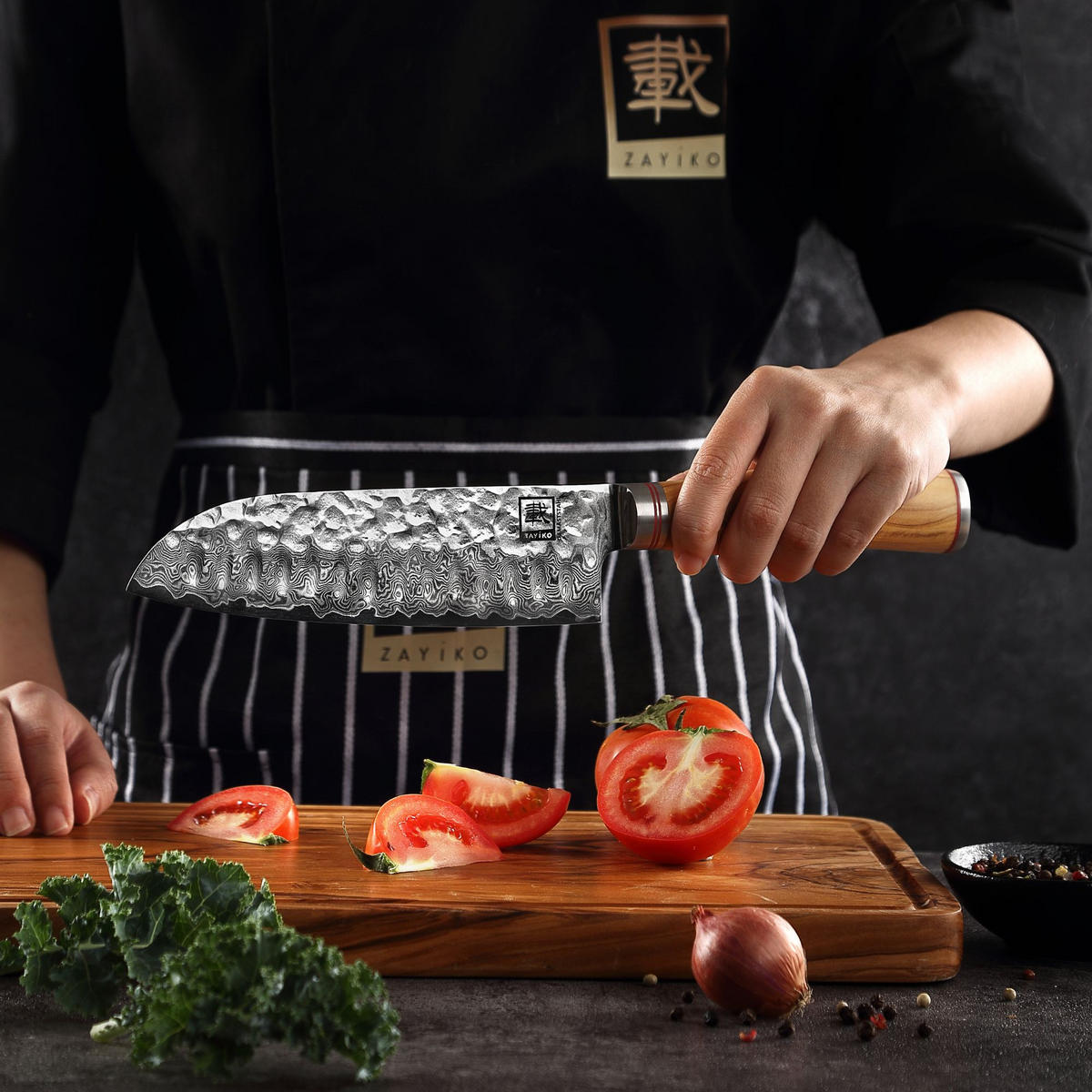 3ER MESSER-SET 9–21 cm - Braun, Holz/Metall - Zayiko