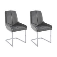 STUHL 2er-Set - Samt & Metall - Grau - BERLONA - Grau, Textil (58/96/53cm) - Vente-Unique