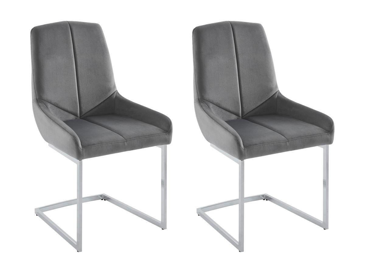 STUHL 2er-Set - Samt & Metall - Grau - BERLONA - Grau, Textil (58/96/53cm) - Vente-Unique
