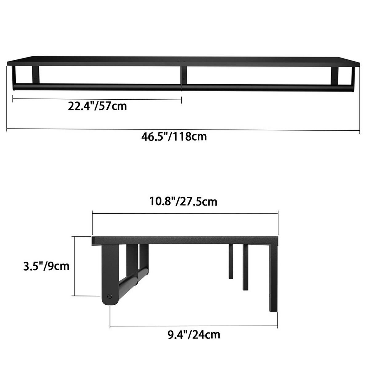 WANDGARDEROBE 118/27.5/9 cm Wandmontage Lackschicht Wasserfest Metall Schwarz - Schwarz, Metall (118/9/27.5cm) - Livingandhome