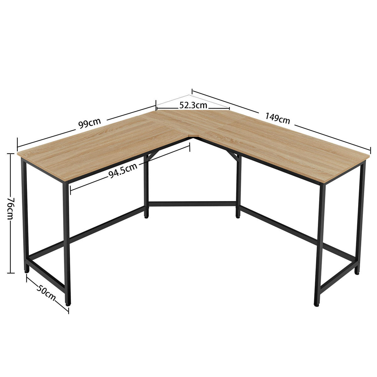 ECK-COMPUTERTISCH, Sonoma-Eiche/Schwarz - Sonoma Eiche, Holzwerkstoff (149/149/76cm) - A2A Home