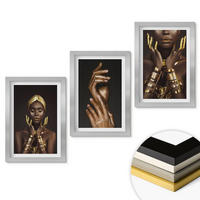 WANDBILDER 3er Set - 20x30 cm Silberner Rahmen - Porträts afrikanischer Frauen - Silberfarben, Kunststoff (20/30cm) - ArtPrintCave
