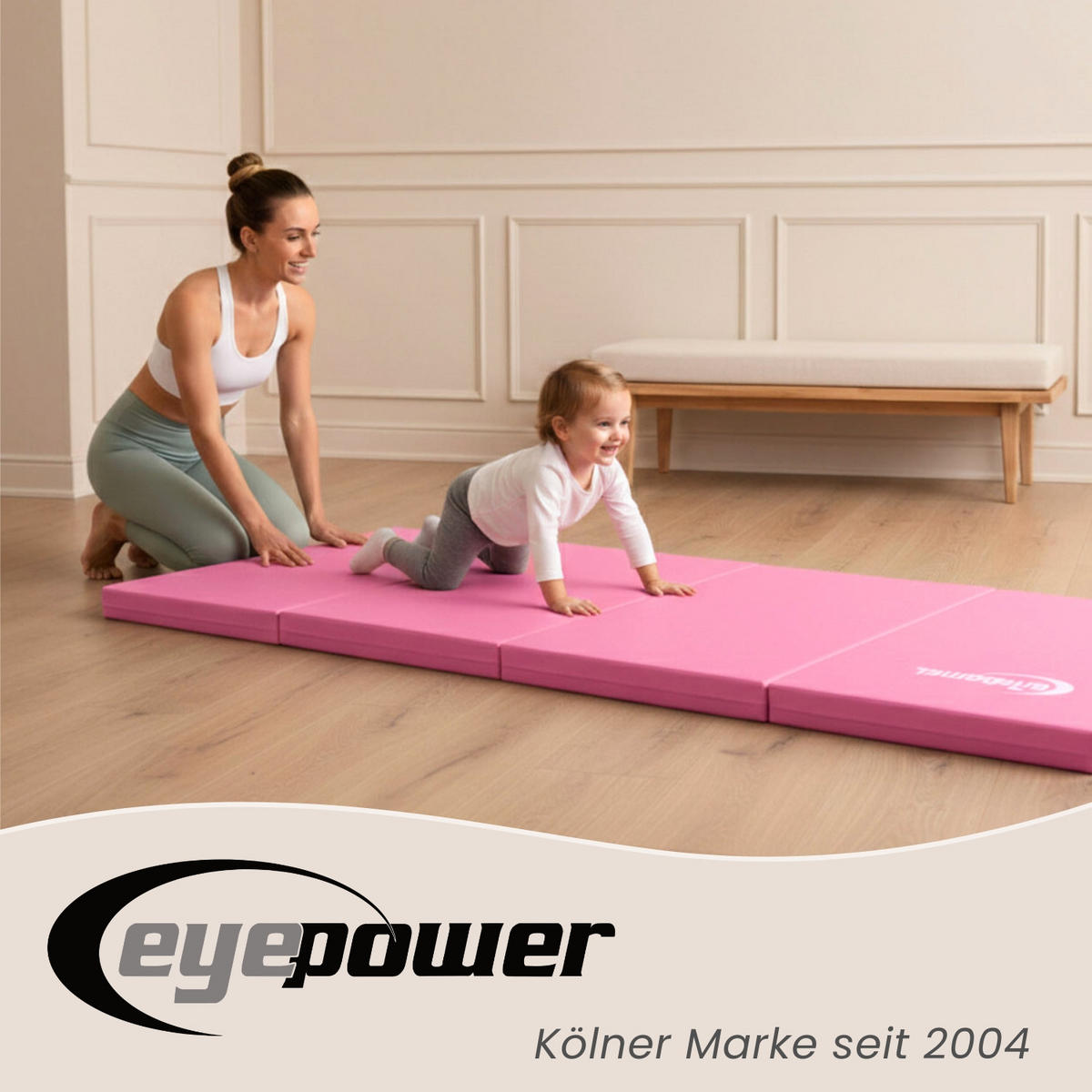GYMNASTIKMATTE zum Wenden - 180/60/5 cm Faltbare Turnmatte - Pink, Kunststoff (60/180cm) - eyepower
