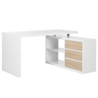 ECKSCHREIBTISCH - Weiß Hochglanz/Eichefarben, Holzwerkstoff (115/140/75cm) - home24