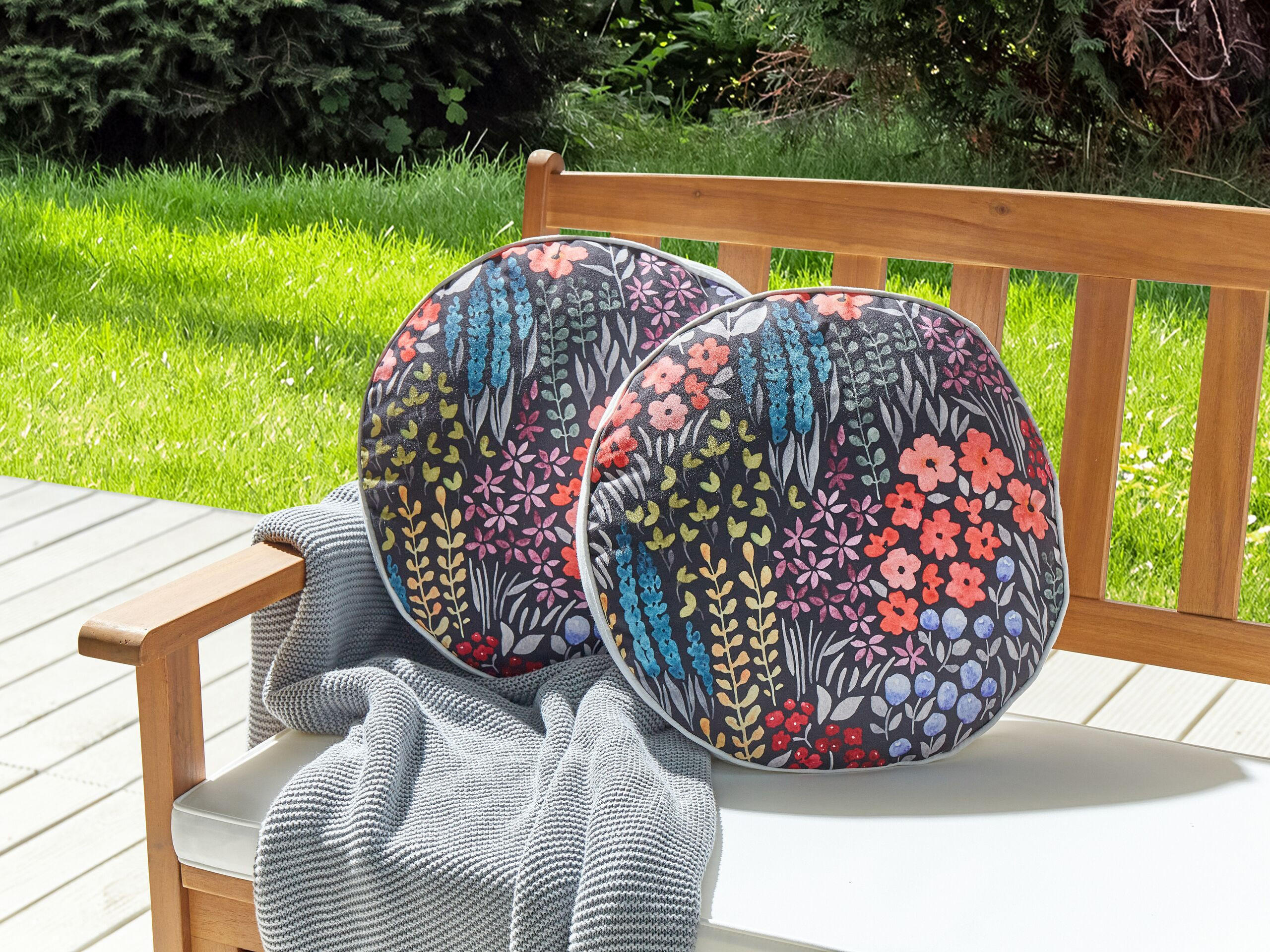 GARTENKISSEN 2er-Set Blumenmuster mehrfarbig 40 cm Castelaro - Multicolor, Textil (40/40cm) - Beliani