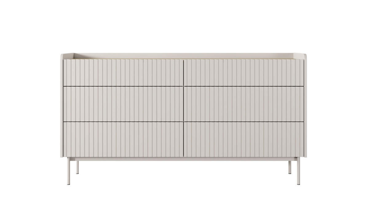 KOMMODE: 6 Schubladen, Kaschmir, 153 x 38 x 82,2 - Kaschmir, Holzwerkstoff (153/82.2/38cm) - 3XE LIVING