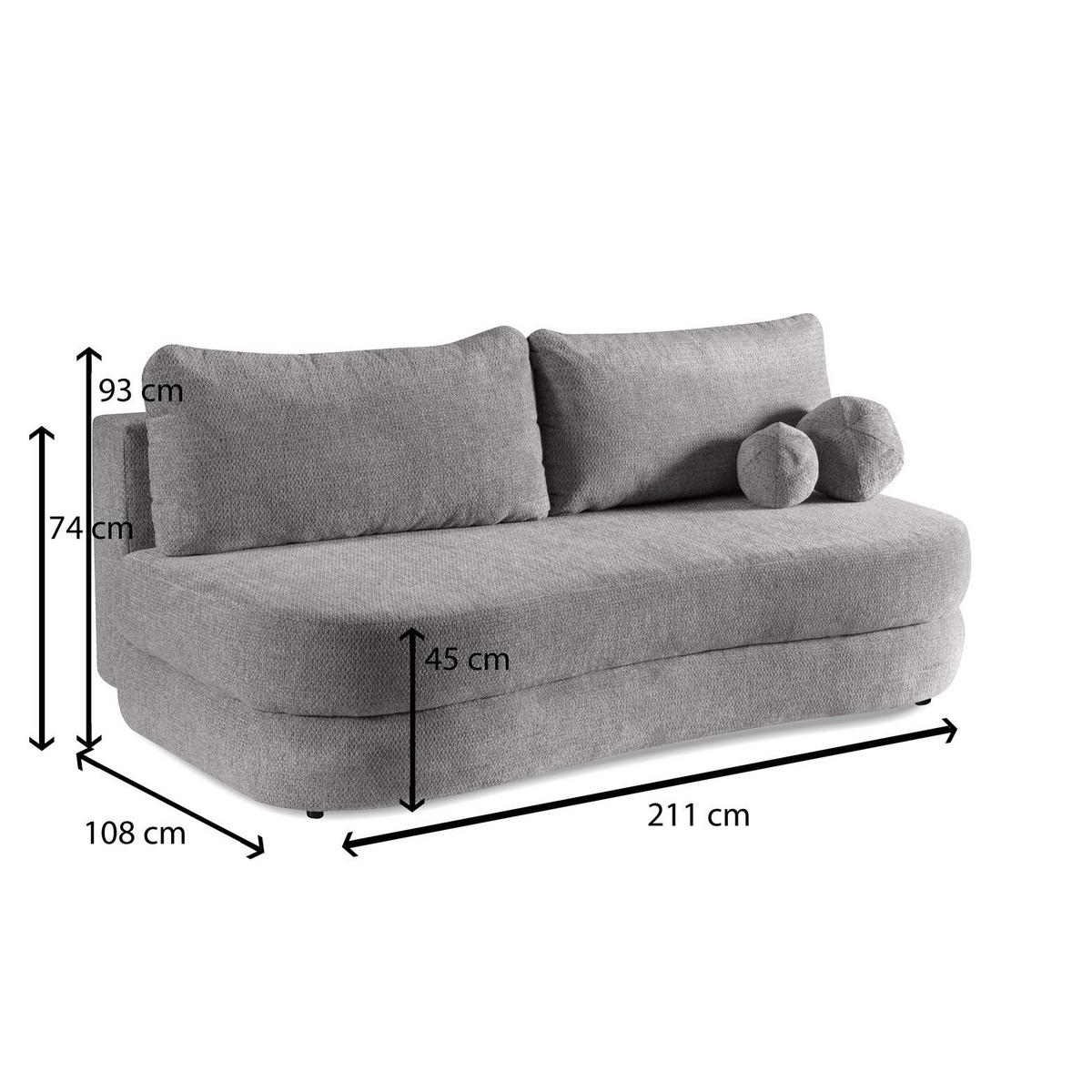 SOFA Rocket Dunkelgrau, mit Schlaffunktion - Dunkelgrau, Holzwerkstoff/Textil (211/93/108cm) - Bettso