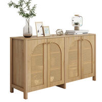 SIDEBOARD 145/40/80 cm natur aus MDF mit 4 Rattantüren - Naturfarben, Holzwerkstoff (145/40/80cm) - OKWISH