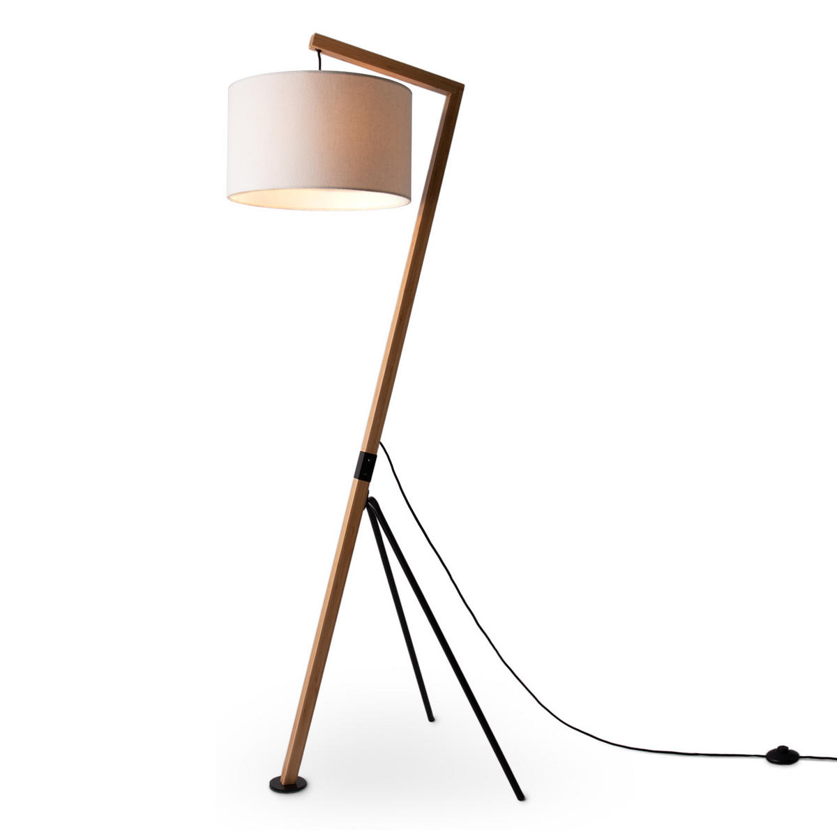 STEHLEUCHTE Gallow Fl Canvas - Weiß/Naturfarben, Holz (50/49/160cm) - Paco Home