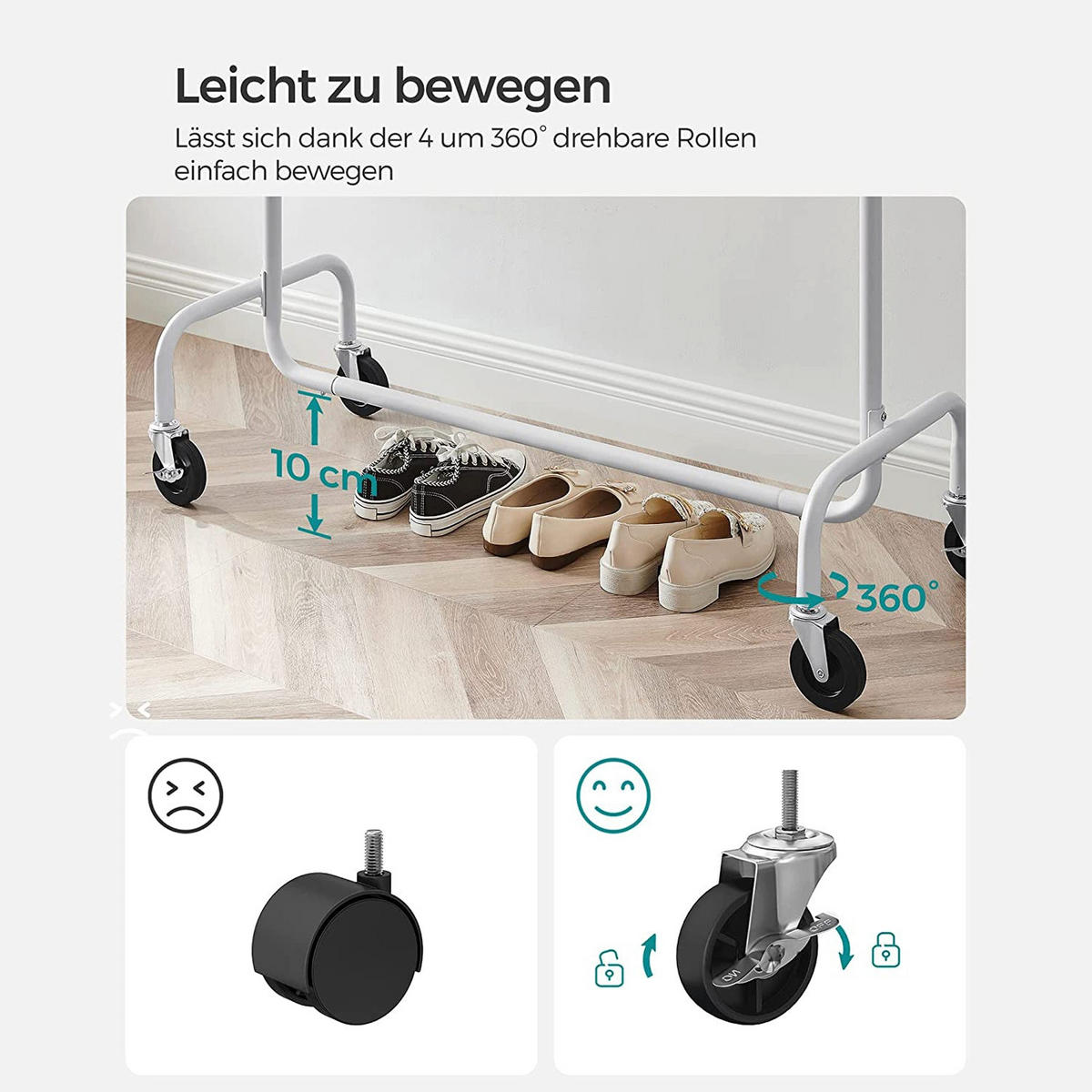 KLEIDERSTÄNDER MAJURO - Weiß, Metall (150/160/45cm) - Hansiro