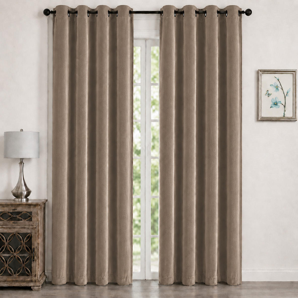 VORHANG Ösen Samt 140/175 cm braun - Braun, Textil (140/175cm) - TiborTex