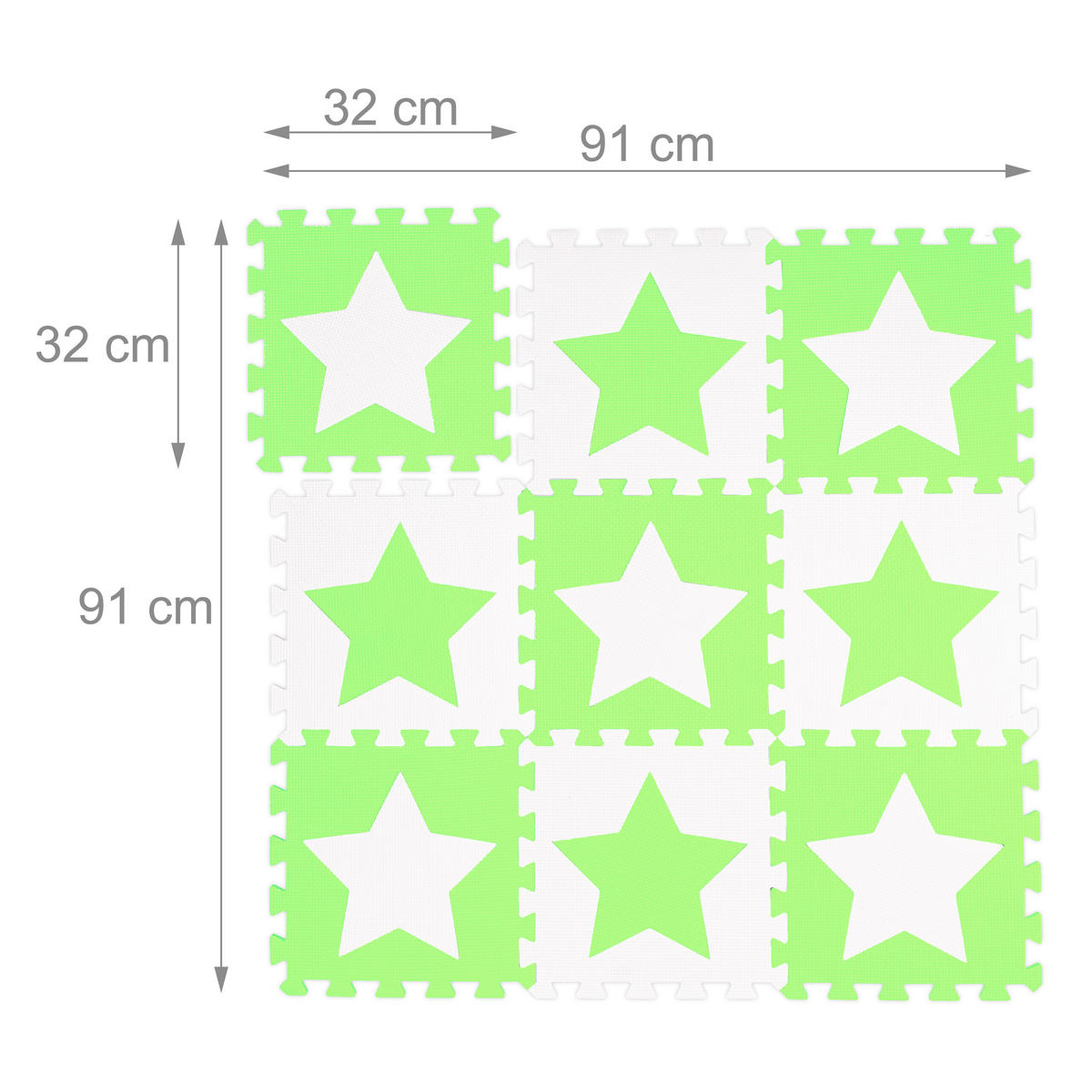 9XPUZZLEMATTE - Weiß/Grün, Kunststoff (32/32cm) - Relaxdays