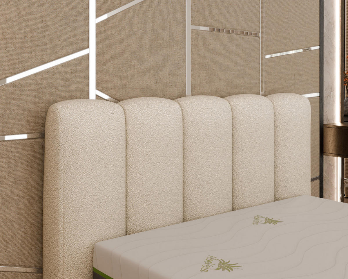 POLSTERBETT Zaira 140x200cm – Elegantes Polsterbett für modernen Wohnstil , ohne matratze, beige - Beige, Holz (120/200cm) - Homesy
