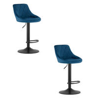 BARHOCKER 2-er Set DAKA marineblauer Sitz, schwarze Basis - Schwarz/Dunkelblau, Textil (45.5/105/49cm) - Valora