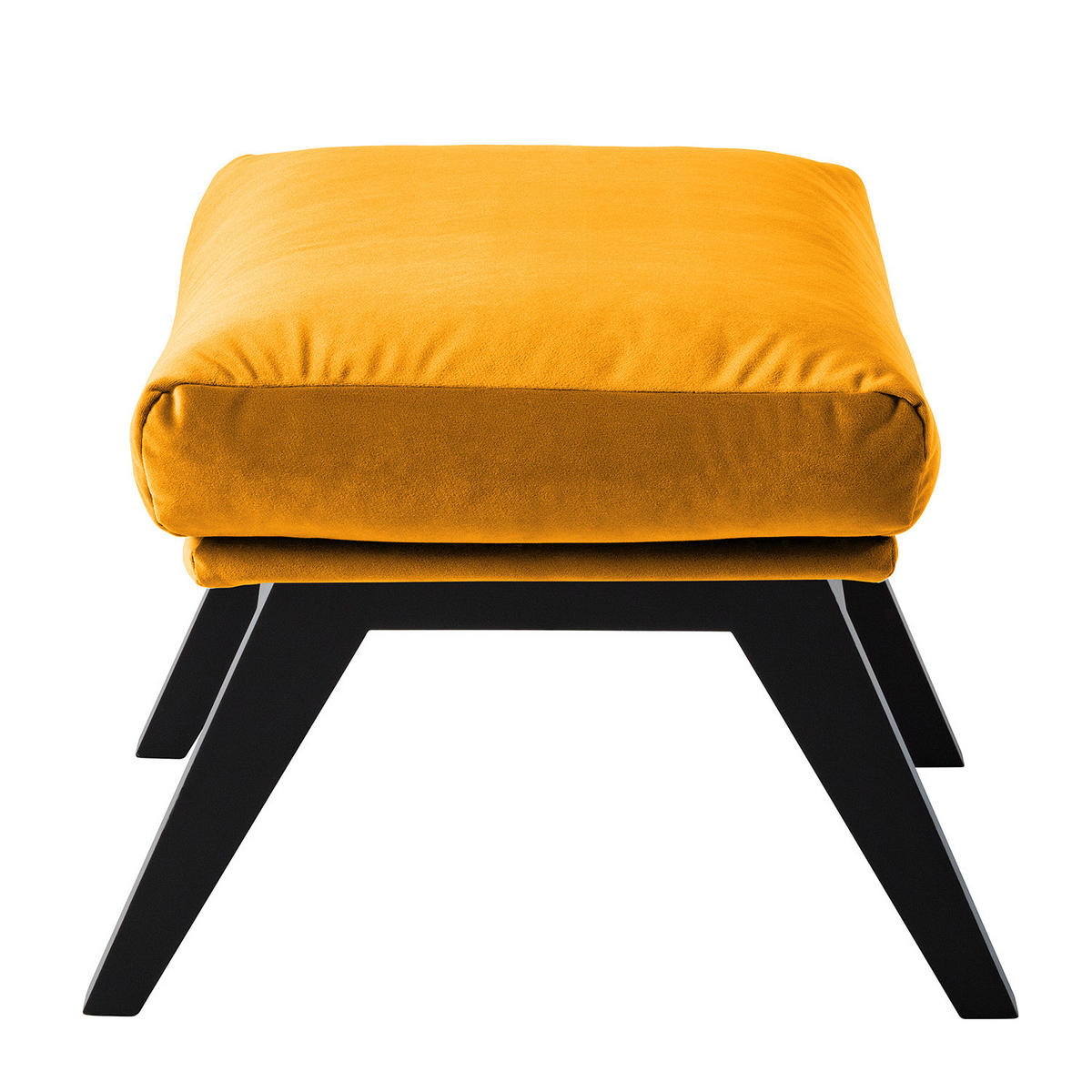 POLSTERHOCKER mit Holzfüßen - Gelb/Schwarz, Eichenholz/Textil (51/37/41cm) - home24