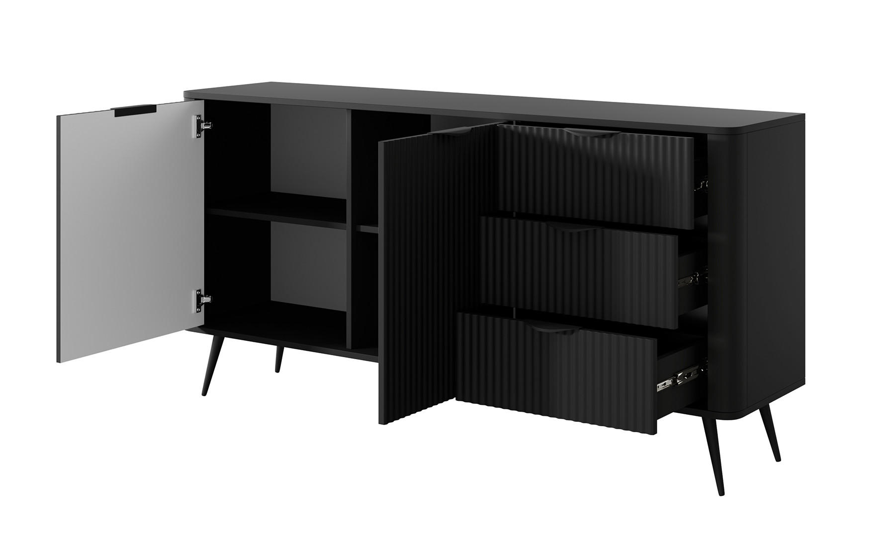 SIDEBOARD Lante schwarz 163 / 38 / 81cm - Schwarz, Holz/Holzwerkstoff (163/81/38cm) - Feldmann-Wohnen