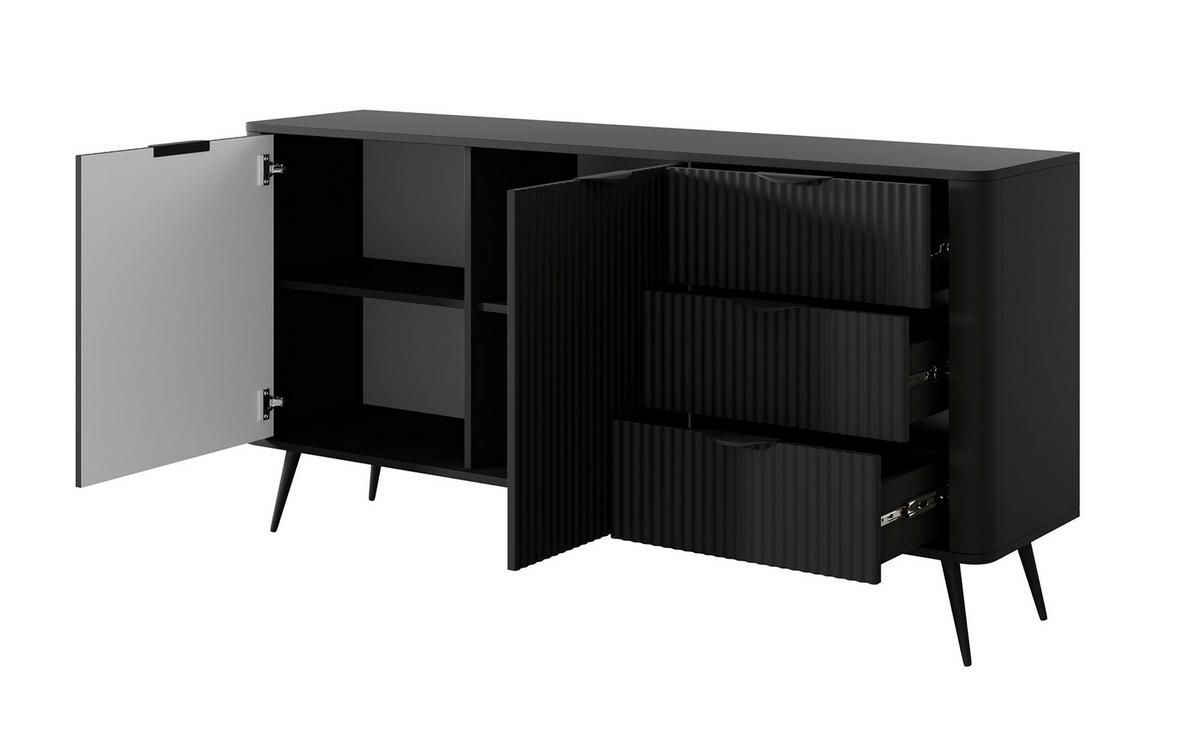 SIDEBOARD Lante schwarz 163 / 38 / 81cm - Schwarz, Holz/Holzwerkstoff (163/81/38cm) - Feldmann-Wohnen
