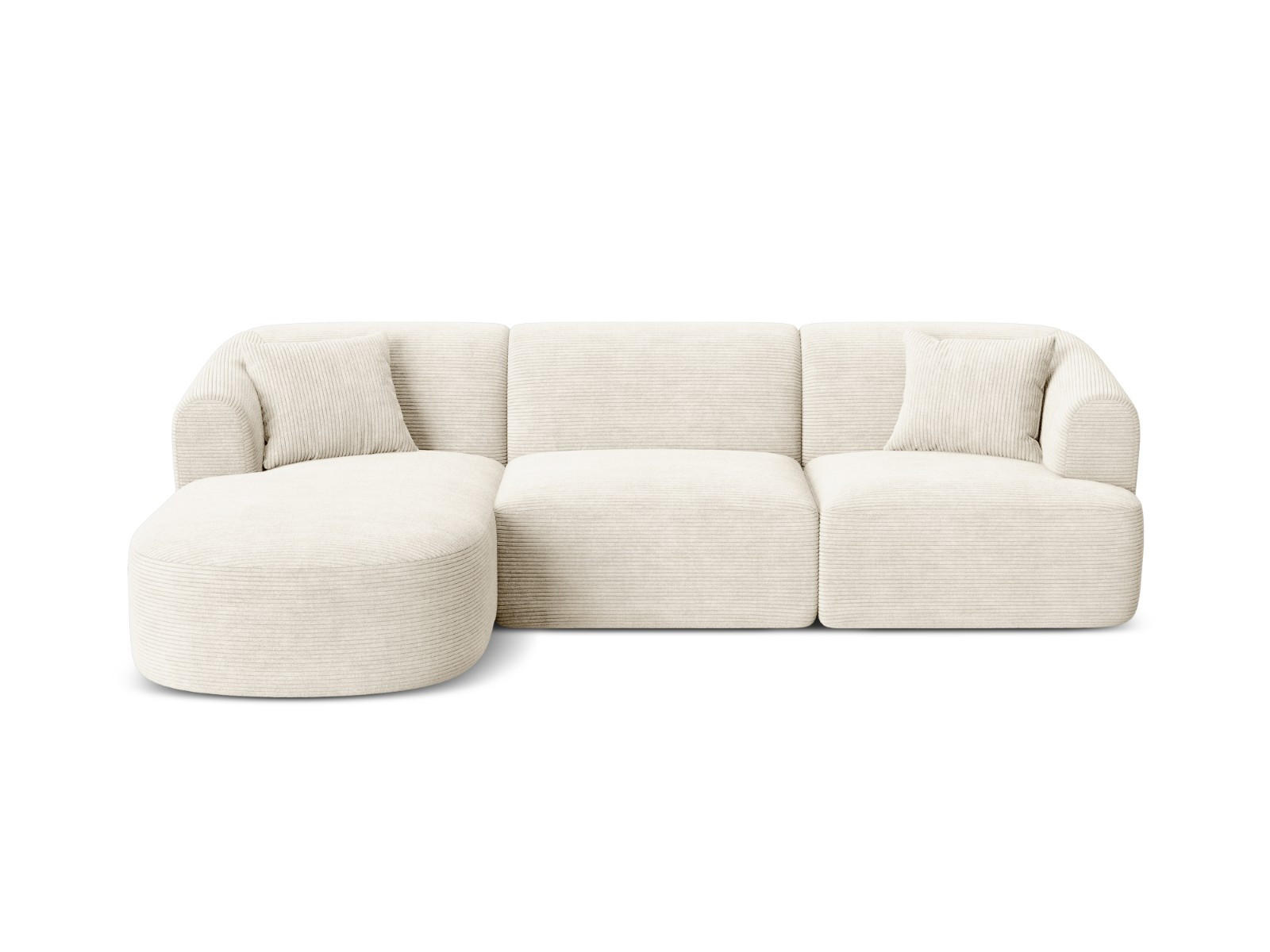 MODULARES-ECKSOFA links Campi aus Cord elfenbein 4 Sitzplätze - Ecru, Textil (156/256cm) - Cosmopolitan Design