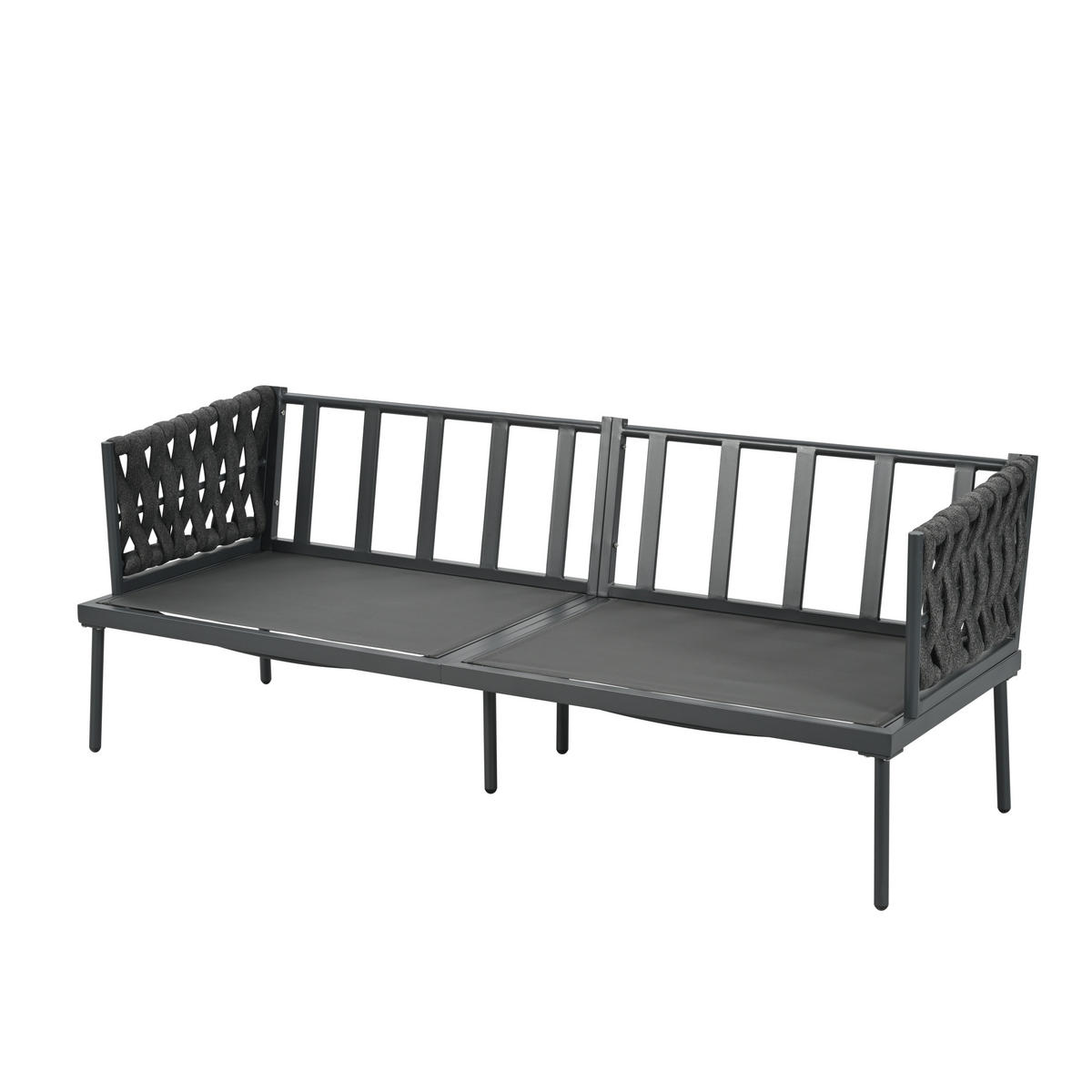 LOUNGESET Grau 3er Sofa 2 Sessel Couchtisch Glastischplatte - Grau, Textil - FLIEKS