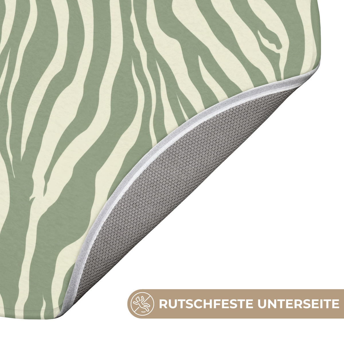 KOUPELNOVÁ PŘEDLOŽKA Zebra - Motiv - zelená 70x70 cm - šalvějově zelená, textil/plast (70/70cm)