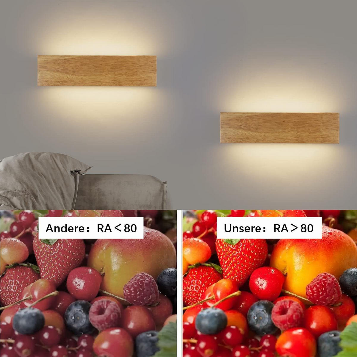 LED WANDLEUCHTE Edel - Braun, Holzwerkstoff (8/3/32cm) - Nettlife