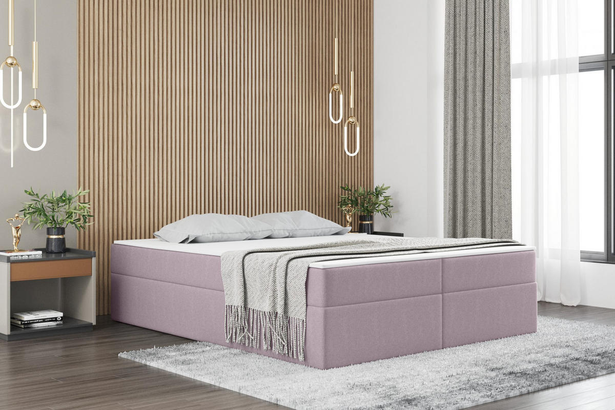 BOXBETT Mit Bettkasten Und Matratze Topper Ruben Rosa 140x200 cm H2-Pocket - Rosa, Holz/Textil (140/200cm) - Kaiser Möbel