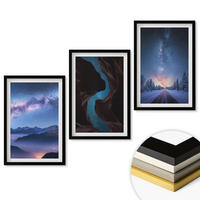 WANDBILDER 3er-Set - 40x60 cm Schwarzer Rahmen - Nachthimmel, Berge, Winterlandschaft - Schwarz, Kunststoff (40/60cm) - ArtPrintCave