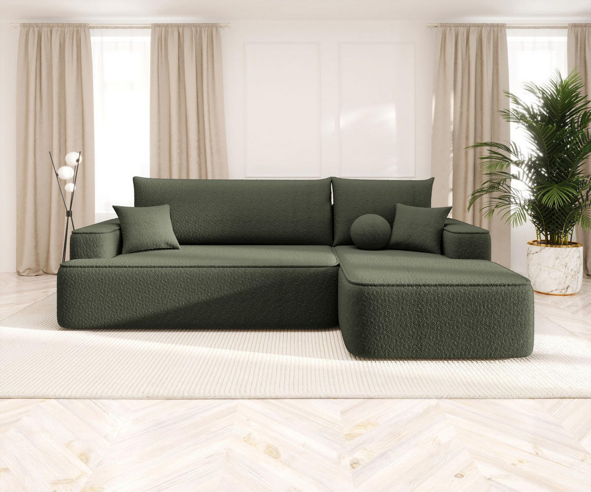 ECKSOFA mit Schlaffunktion FIGO Quelle 37 Rechts - Dunkelgrün, Textil (250/150cm) - Bedante