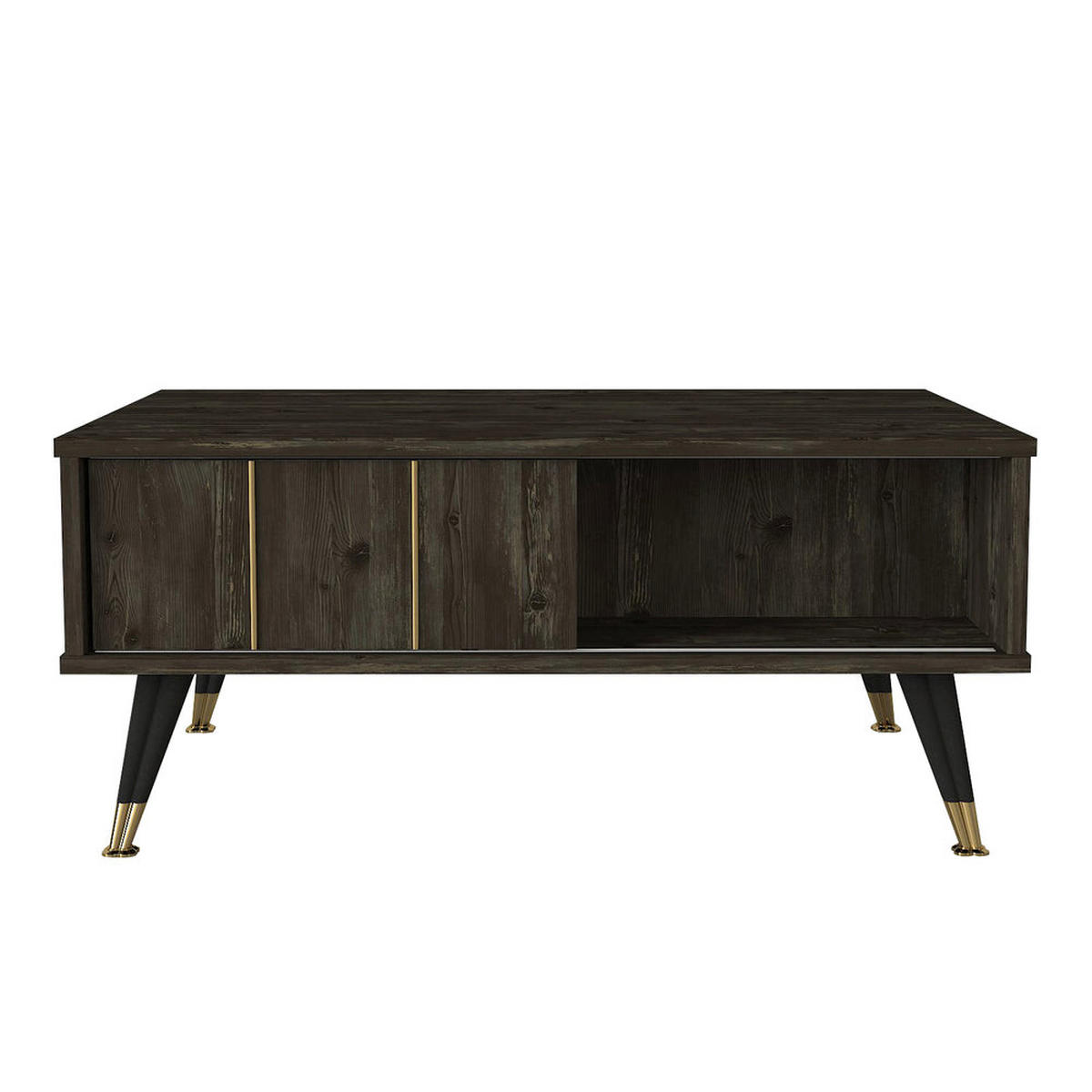 COUCHTISCH Nero Rebab Braun Dunkelgrau - Dunkelgrau/Goldfarben, Holzwerkstoff/Kunststoff (60/90/40cm) - moebel17