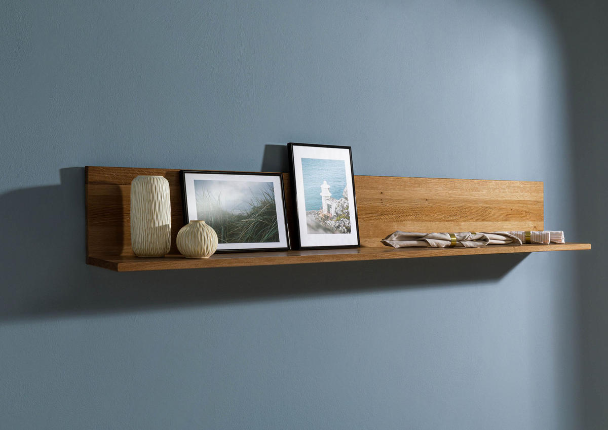 WANDREGAL Wildeiche 170x22x24 braun geölt KENT #313 - Braun, Holz (170/24/22cm) - Massivmoebel24