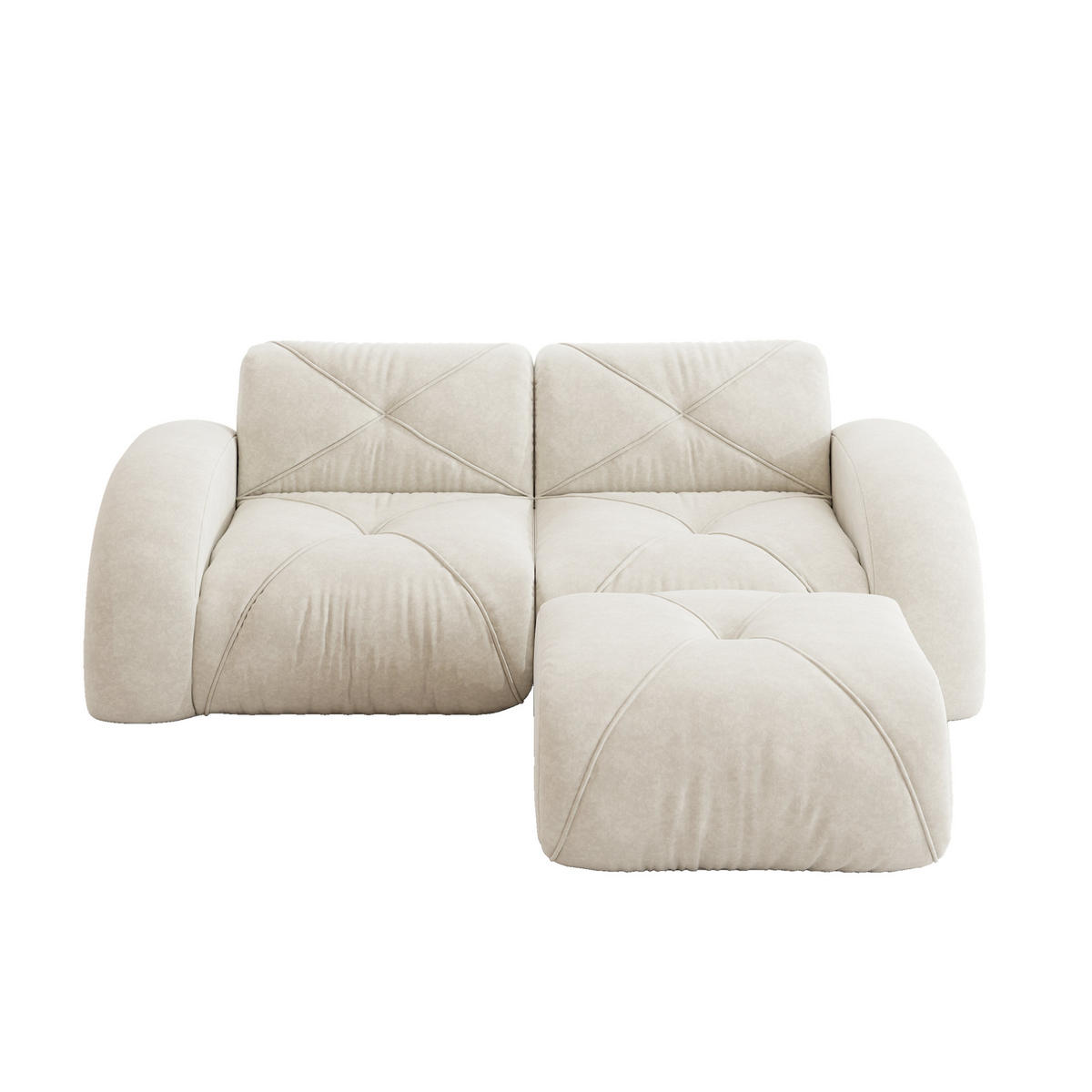SOFA modular mit Hocker Chenille White 3-tlg. - Weiß, Kunststoff (171/204cm) - Meubliv